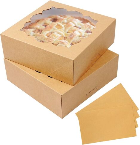 20 Pack Pie Boxes Cake Boxes Bakery Boxes with Window Pastry Boxes for Gift Giving 9x9x3inch (Brown) in Saudi Arabia