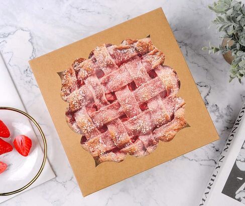 20 Pack Pie Boxes Cake Boxes Bakery Boxes with Window Pastry Boxes for Gift Giving 9x9x3inch (Brown) in Saudi Arabia