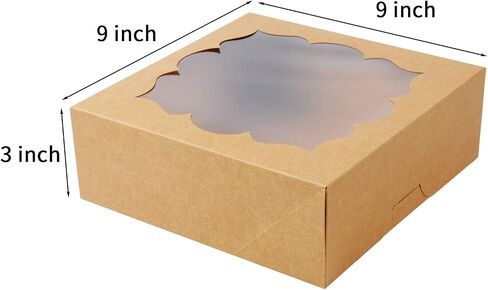 20 Pack Pie Boxes Cake Boxes Bakery Boxes with Window Pastry Boxes for Gift Giving 9x9x3inch (Brown) in Saudi Arabia