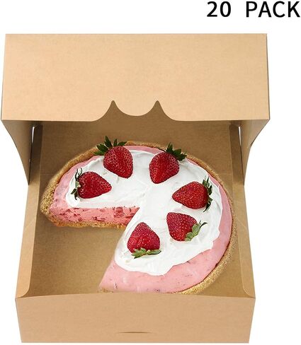 20 Pack Pie Boxes Cake Boxes Bakery Boxes with Window Pastry Boxes for Gift Giving 9x9x3inch (Brown) in Saudi Arabia