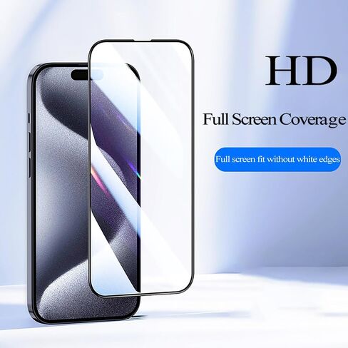 واقي شاشة لهاتف iPhone 15 Pro Max مقاس 6.7 بوصة مع 3 قطع من الزجاج المقسى فائق الدقة 9H مقاوم للخدش وصديق للبيئة in Saudi Arabia