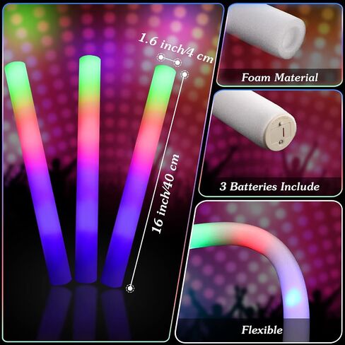 72 Pcs Light up Glasses and Glow Sticks, Glow in the Dark Sunglasses Foam Sticks Shutter Shades Glasses LED Foam Sticks Flashing Light up Supplies for Birthday Carnival Wedding Concert Festival in Saudi Arabia