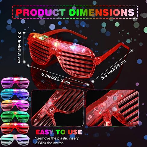 72 Pcs Light up Glasses and Glow Sticks, Glow in the Dark Sunglasses Foam Sticks Shutter Shades Glasses LED Foam Sticks Flashing Light up Supplies for Birthday Carnival Wedding Concert Festival in Saudi Arabia