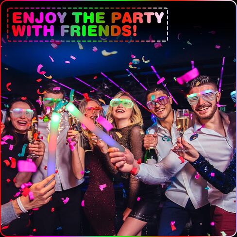 72 Pcs Light up Glasses and Glow Sticks, Glow in the Dark Sunglasses Foam Sticks Shutter Shades Glasses LED Foam Sticks Flashing Light up Supplies for Birthday Carnival Wedding Concert Festival in Saudi Arabia