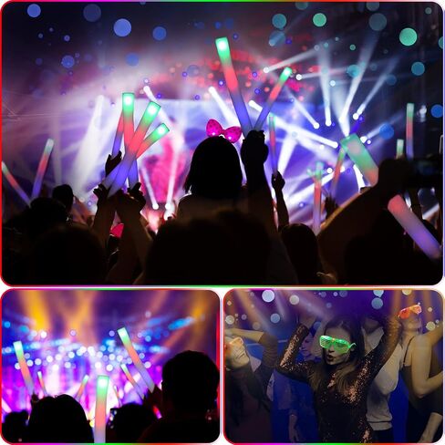 72 Pcs Light up Glasses and Glow Sticks, Glow in the Dark Sunglasses Foam Sticks Shutter Shades Glasses LED Foam Sticks Flashing Light up Supplies for Birthday Carnival Wedding Concert Festival in Saudi Arabia