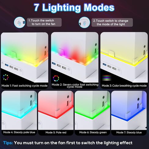 حامل جداري لجهاز Xbox Series S، ملحقات مجموعة حامل مروحة تبريد عمودية RGB مع حامل وحدة تحكم X ومنافذ USB ممتدة لوحدة تحكم Xbox Series S in Kuwait