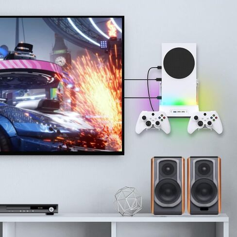 حامل جداري لجهاز Xbox Series S، ملحقات مجموعة حامل مروحة تبريد عمودية RGB مع حامل وحدة تحكم X ومنافذ USB ممتدة لوحدة تحكم Xbox Series S in Kuwait