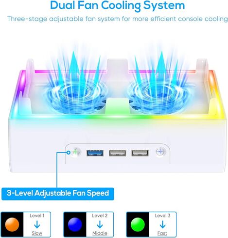 حامل جداري لجهاز Xbox Series S، ملحقات مجموعة حامل مروحة تبريد عمودية RGB مع حامل وحدة تحكم X ومنافذ USB ممتدة لوحدة تحكم Xbox Series S in Kuwait