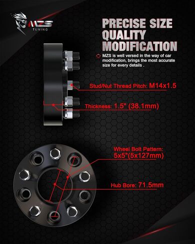 MZS Wheel Spacers, 1.5" Thick 6X135 with 87.1mm Hub Bore M14x1.5 Studs Hubcentric Wheel Spacers Compatible with 2015-2024 F150 | 2015-2023 Expedition Navigator - Pack of 4 in Saudi Arabia