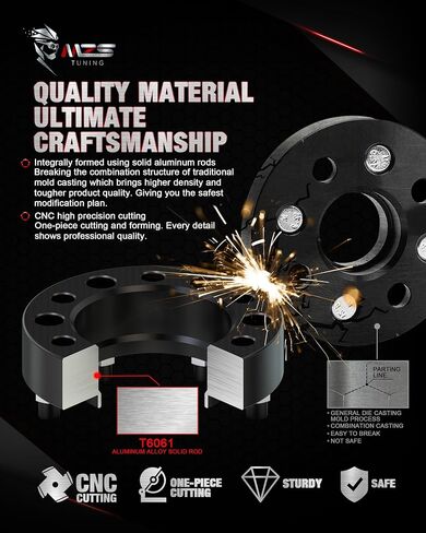 MZS Wheel Spacers, 1.5" Thick 6X135 with 87.1mm Hub Bore M14x1.5 Studs Hubcentric Wheel Spacers Compatible with 2015-2024 F150 | 2015-2023 Expedition Navigator - Pack of 4 in Saudi Arabia