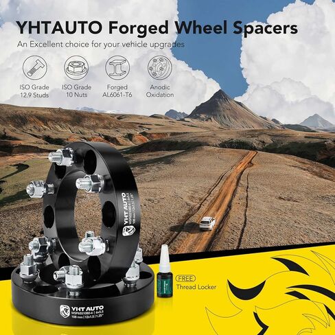 YHTAUTO 6x5.5 inch Wheel Spacers 3 inch Fits Tacoma, Tundra, 4Runner, Colorado, Ranger, Sequoia, GX460, Sedona, H3, Canyon, SLX 6 Lug Tire Spacers w/ M12x1.5 & 12.9 Grade Studs, 108mm Hub Bore 4PCS in Saudi Arabia