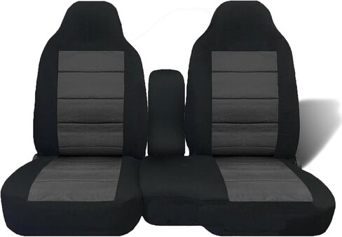 أغطية مقاعد السيارة الأمامية لسيارة تشيفي كولورادو/جي إم سي كانيون 2004-2012، أغطية مقاعد أمامية عالية الظهر 60/40 مع مساند رأس مصبوبة، وحدة تحكم مركزية مفتوحة ووسادة مقعد إسفنجية متضمنة، ملائمة تمامًا in Kuwait