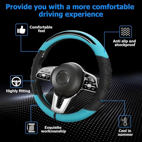 Car Steering Wheel Cover, Non-Slip Vehicle Steering Wheel Protector, Automotive Interior Accessories for Women Men, 15 Inch Universal for SUV, Truck, RV, Van and More（Black） in Saudi Arabia