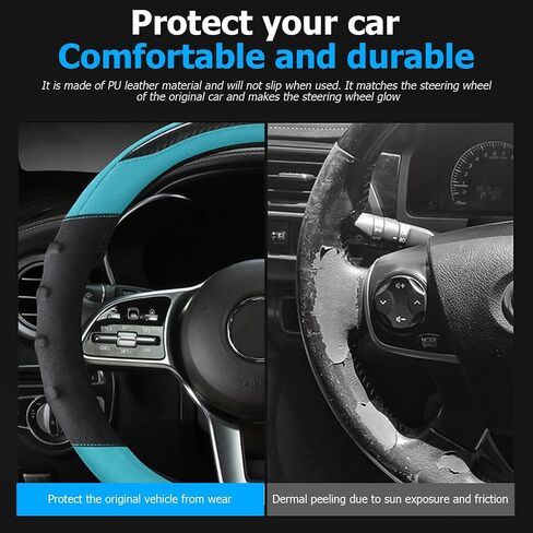 Car Steering Wheel Cover, Non-Slip Vehicle Steering Wheel Protector, Automotive Interior Accessories for Women Men, 15 Inch Universal for SUV, Truck, RV, Van and More（Black） in Saudi Arabia