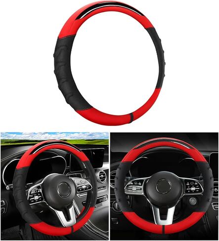 Car Steering Wheel Cover, Non-Slip Vehicle Steering Wheel Protector, Automotive Interior Accessories for Women Men, 15 Inch Universal for SUV, Truck, RV, Van and More（Black） in Saudi Arabia
