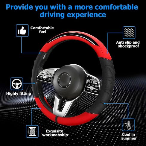 Car Steering Wheel Cover, Non-Slip Vehicle Steering Wheel Protector, Automotive Interior Accessories for Women Men, 15 Inch Universal for SUV, Truck, RV, Van and More（Black） in Saudi Arabia