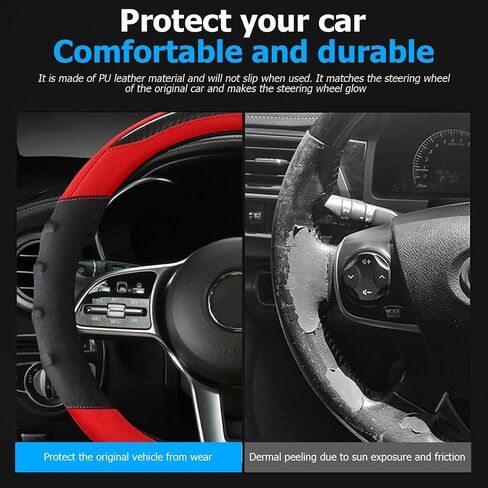 Car Steering Wheel Cover, Non-Slip Vehicle Steering Wheel Protector, Automotive Interior Accessories for Women Men, 15 Inch Universal for SUV, Truck, RV, Van and More（Black） in Saudi Arabia