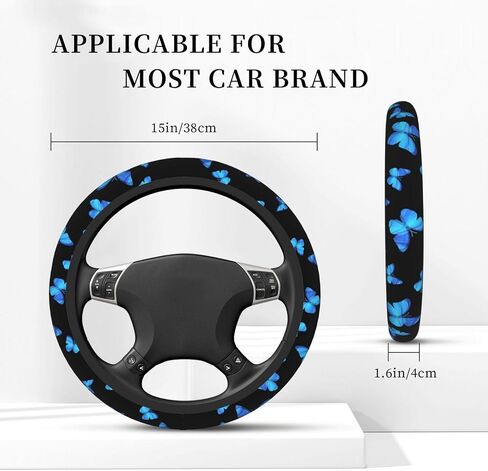 Blue Butterfly Women Steering Wheel Cover, Neoprene Anti-Slip Universal 15 Inch Steering Wheel Protector Elastic Comfortable Car Accessories Decorations Decor Protection for Women Vehicle Truck SUV in Saudi Arabia