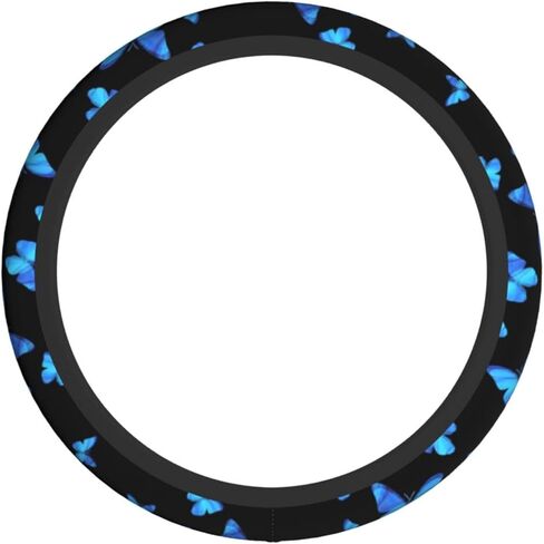 Blue Butterfly Women Steering Wheel Cover, Neoprene Anti-Slip Universal 15 Inch Steering Wheel Protector Elastic Comfortable Car Accessories Decorations Decor Protection for Women Vehicle Truck SUV in Saudi Arabia