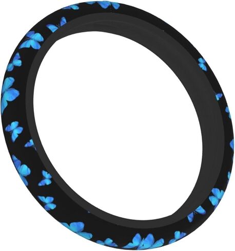 Blue Butterfly Women Steering Wheel Cover, Neoprene Anti-Slip Universal 15 Inch Steering Wheel Protector Elastic Comfortable Car Accessories Decorations Decor Protection for Women Vehicle Truck SUV in Saudi Arabia