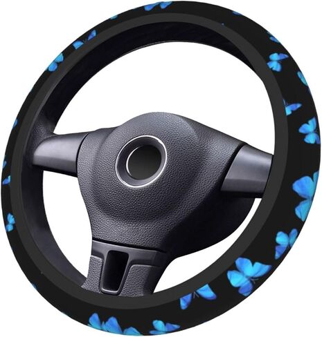 Blue Butterfly Women Steering Wheel Cover, Neoprene Anti-Slip Universal 15 Inch Steering Wheel Protector Elastic Comfortable Car Accessories Decorations Decor Protection for Women Vehicle Truck SUV in Saudi Arabia