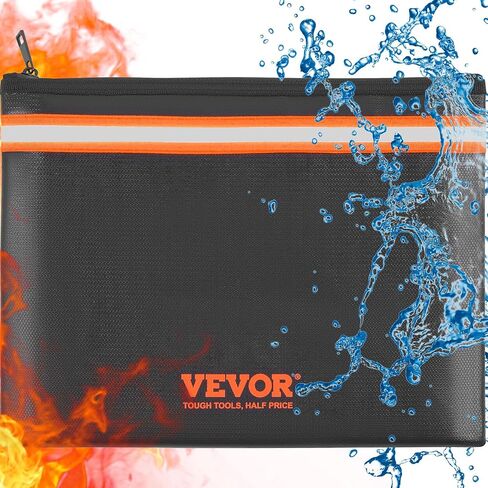 VEVOR Fireproof Document Bag, 2 pcs 8"x5" Fireproof Money Bag 2000℉, Fireproof and Waterproof Bag with Zipper and Reflective Strip, for Money, Documents, Jewelry and Passport in Saudi Arabia