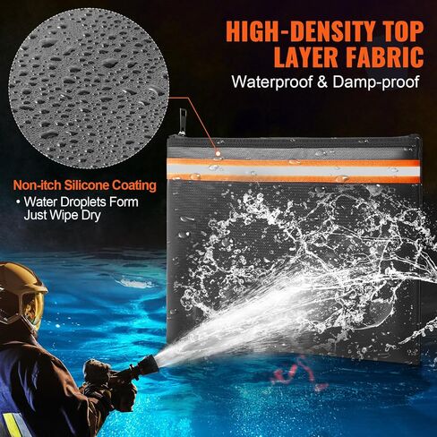 VEVOR Fireproof Document Bag, 2 pcs 8"x5" Fireproof Money Bag 2000℉, Fireproof and Waterproof Bag with Zipper and Reflective Strip, for Money, Documents, Jewelry and Passport in Saudi Arabia