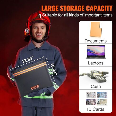 VEVOR Fireproof Document Bag, 2 pcs 8"x5" Fireproof Money Bag 2000℉, Fireproof and Waterproof Bag with Zipper and Reflective Strip, for Money, Documents, Jewelry and Passport in Saudi Arabia