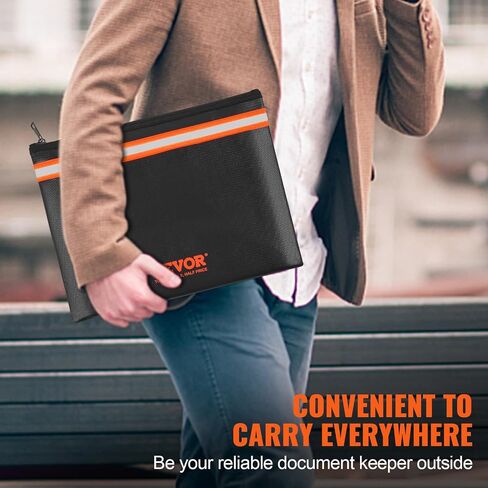 VEVOR Fireproof Document Bag, 2 pcs 8"x5" Fireproof Money Bag 2000℉, Fireproof and Waterproof Bag with Zipper and Reflective Strip, for Money, Documents, Jewelry and Passport in Saudi Arabia