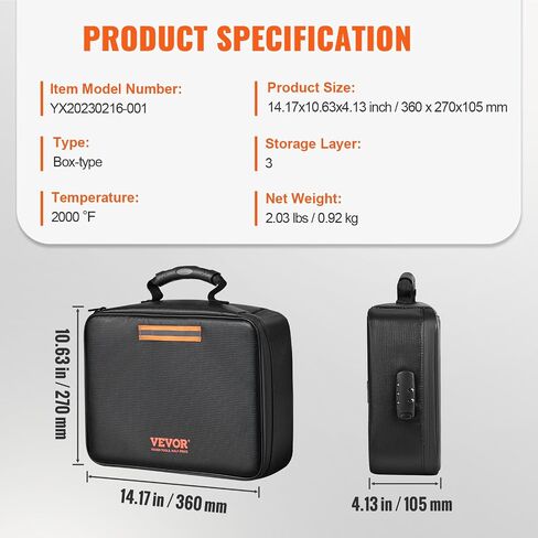 VEVOR Fireproof Document Bag, 2 pcs 8"x5" Fireproof Money Bag 2000℉, Fireproof and Waterproof Bag with Zipper and Reflective Strip, for Money, Documents, Jewelry and Passport in Saudi Arabia