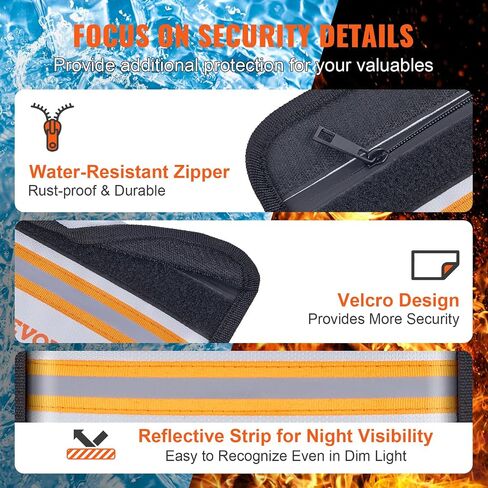 VEVOR Fireproof Document Bag, 2 pcs 8"x5" Fireproof Money Bag 2000℉, Fireproof and Waterproof Bag with Zipper and Reflective Strip, for Money, Documents, Jewelry and Passport in Saudi Arabia