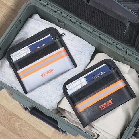 VEVOR Fireproof Document Bag, 2 pcs 8"x5" Fireproof Money Bag 2000℉, Fireproof and Waterproof Bag with Zipper and Reflective Strip, for Money, Documents, Jewelry and Passport in Saudi Arabia