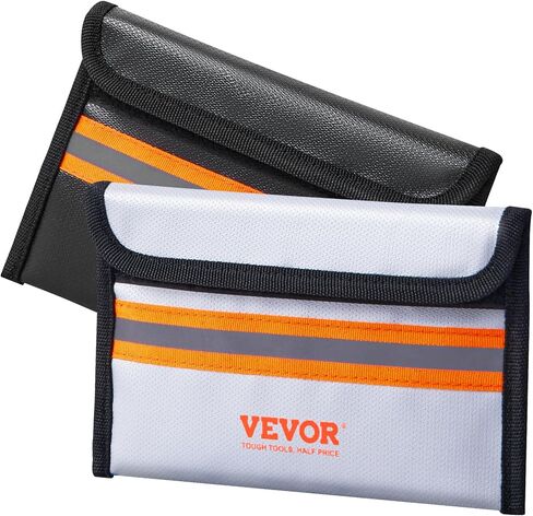 VEVOR Fireproof Document Bag, 2 pcs 8"x5" Fireproof Money Bag 2000℉, Fireproof and Waterproof Bag with Zipper and Reflective Strip, for Money, Documents, Jewelry and Passport in Saudi Arabia