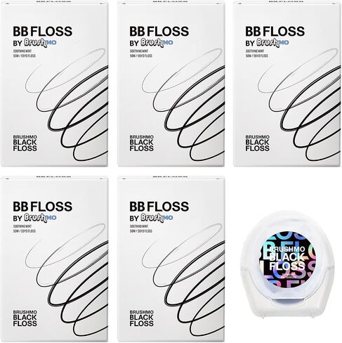 Brushmo Black Floss (BB Floss) Expanding Dental Floss, Dentist/Engineer-Designed, Deep Clean, Shred Resistant, All Natural Microcrystalline Waxed, Non-Toxic PTFE & PFAS Free Floss, 1 Spool (55 yd) in Saudi Arabia