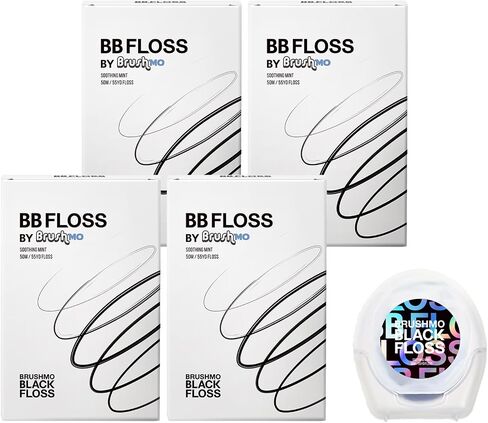 Brushmo Black Floss (BB Floss) Expanding Dental Floss, Dentist/Engineer-Designed, Deep Clean, Shred Resistant, All Natural Microcrystalline Waxed, Non-Toxic PTFE & PFAS Free Floss, 1 Spool (55 yd) in Saudi Arabia