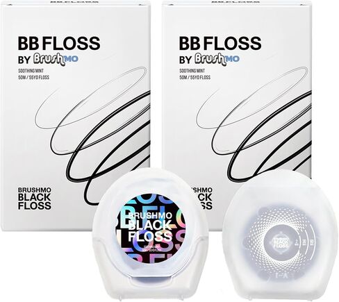 Brushmo Black Floss (BB Floss) Expanding Dental Floss, Dentist/Engineer-Designed, Deep Clean, Shred Resistant, All Natural Microcrystalline Waxed, Non-Toxic PTFE & PFAS Free Floss, 1 Spool (55 yd) in Saudi Arabia