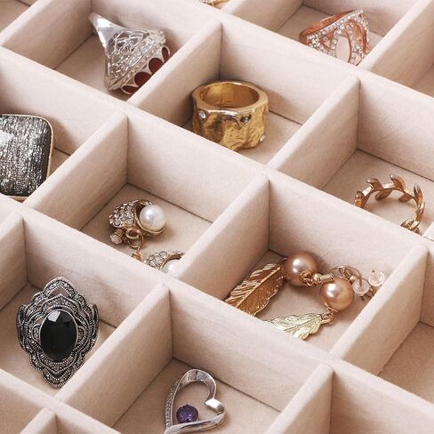 BEWISHOME صندوق منظم للحلقات والقلائد للنساء والفتيات، جلد صناعي أسود in Kuwait