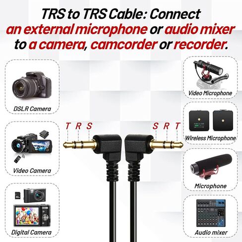 محول Sound Harbour TRS إلى TRS، كابل توصيل ميكروفون 3.5 مم، سلك Aux 1/8 كابلات توصيل محول الصوت TRS، سلك ميكروفون ملفوف للبث المباشر in Kuwait