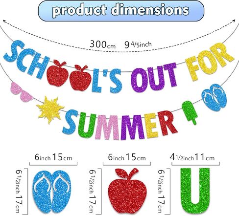 Schools Out for Summer Decorations Banner Swirls, Hello Summer Banner, NO-DIY End of School Year Party Decorations Include 1 Pc Schools Out for Summer Banner and 8 Pcs Last Day of School Decorations Hanging Swirls, Summer Party Decorations in Saudi Arabia