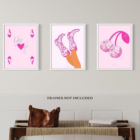 LARKINROAD Positive Affirmation 3 pack Poster - Preppy Coastal Cowgirl Apartment Decor (12in x 16in Unframed) Lucky You Poster - Blue Dorm Decor - Disco Cowgirl Wall Decor Office Decor (Blue 3-pack 12 in Saudi Arabia