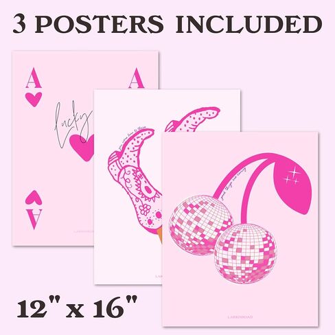 LARKINROAD Positive Affirmation 3 pack Poster - Preppy Coastal Cowgirl Apartment Decor (12in x 16in Unframed) Lucky You Poster - Blue Dorm Decor - Disco Cowgirl Wall Decor Office Decor (Blue 3-pack 12 in Saudi Arabia