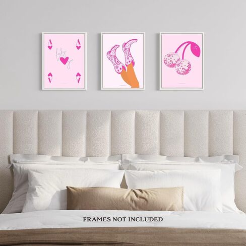 LARKINROAD Positive Affirmation 3 pack Poster - Preppy Coastal Cowgirl Apartment Decor (12in x 16in Unframed) Lucky You Poster - Blue Dorm Decor - Disco Cowgirl Wall Decor Office Decor (Blue 3-pack 12 in Saudi Arabia