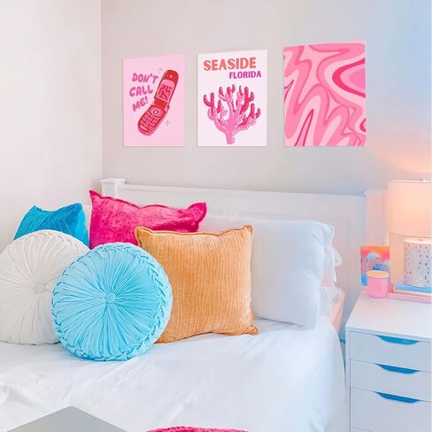 9Pcs Cute Preppy Room Decor Aesthetic, Wall Art, Posters Paintings, Cute Pictures Prints for Bedroom Dorm Decorations, Pink Wall Collage (8x10 UNFRAMED) in Saudi Arabia