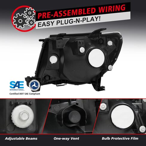 for 2005 Toyota Tacoma Headlights Assembly for 2005 2006 2007 2008 2009 2010 2011 Toyota Tacoma Pickup OE Style Pickup Truck Replacement 2005-2011 Headlights Assembly Pair with Black Housing in Saudi Arabia