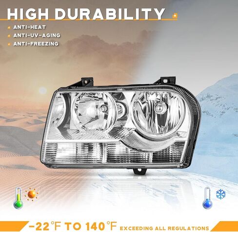 Headlights for 2005-2010 Chrysler 300 Trims Only 4-Dr, Not Fit 300C, Not Fit Hid, Headlight Assembly Compatible with 05 06 07 08 09 10 Chrysler 300 Trims with Bulbs in Saudi Arabia