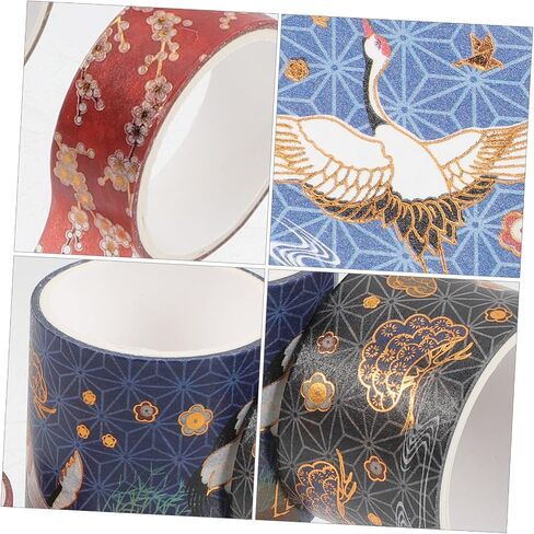 EXCEART 5 Rolls Hot Stamping Crane Tape Vintage Scrapbook Book Stickers Notebook Stickers Glitting Aesthetic Tape Gift Stickers Japanese Crane Tape Japanese Paper Tape Washi Tape for Book in Saudi Arabia