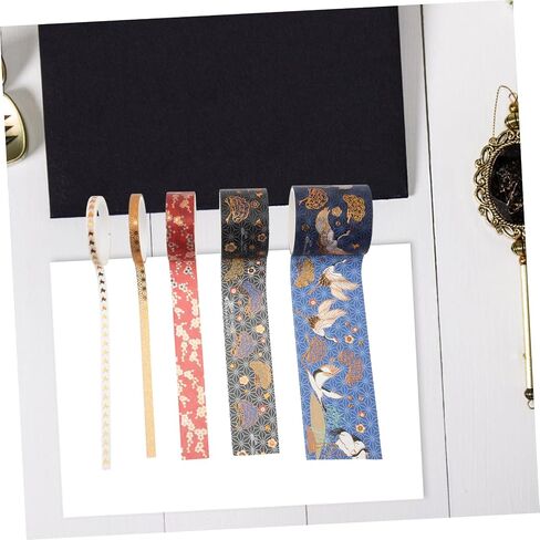 EXCEART 5 Rolls Hot Stamping Crane Tape Vintage Scrapbook Book Stickers Notebook Stickers Glitting Aesthetic Tape Gift Stickers Japanese Crane Tape Japanese Paper Tape Washi Tape for Book in Saudi Arabia