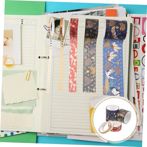 EXCEART 5 Rolls Hot Stamping Crane Tape Vintage Scrapbook Book Stickers Notebook Stickers Glitting Aesthetic Tape Gift Stickers Japanese Crane Tape Japanese Paper Tape Washi Tape for Book in Saudi Arabia