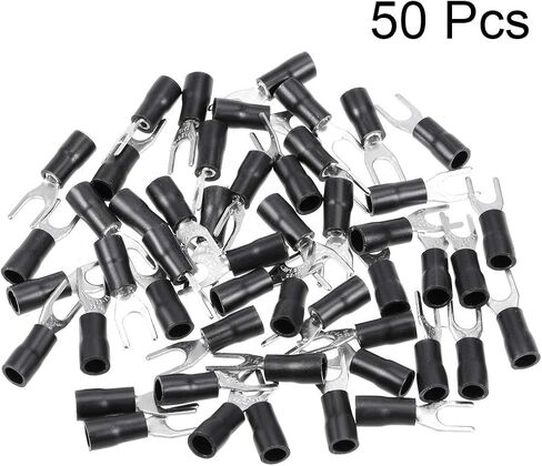 uxcell 50Pcs SV1.25-4S Insulated Fork Spade U-Type Wire Connector Electrical Crimp Terminal 22-16AWG Red in Saudi Arabia
