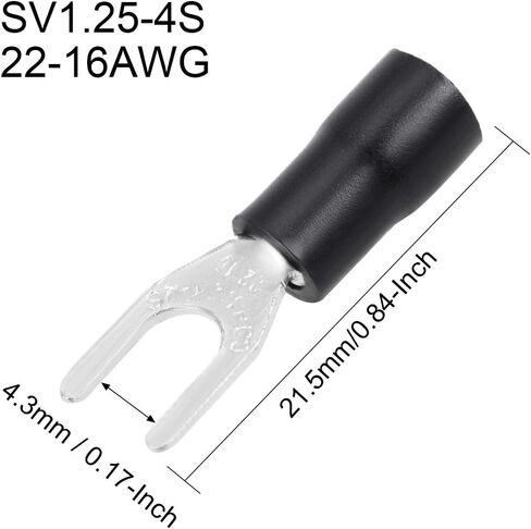 uxcell 50Pcs SV1.25-4S Insulated Fork Spade U-Type Wire Connector Electrical Crimp Terminal 22-16AWG Red in Saudi Arabia